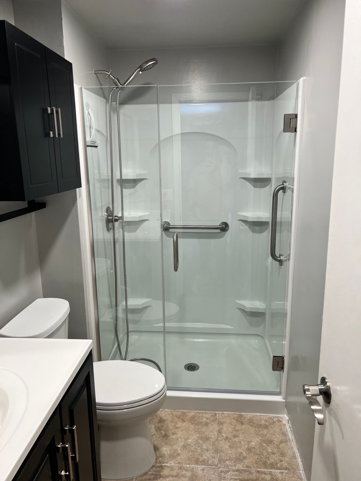 Glass shower door installation